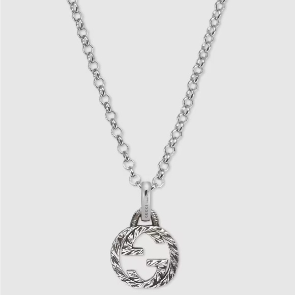 NIB✨ Gucci 925 Sterling Silver Interlocking pendant necklace - Picture 1 of 9